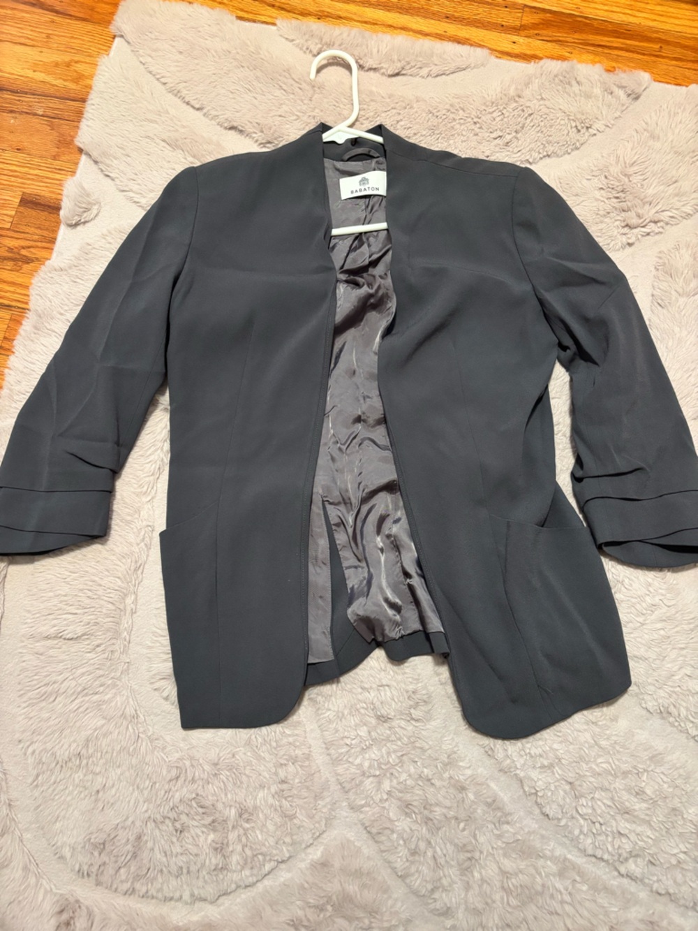 Aritzia Babaton Charcoal Gray Open-Front Tailored Blazer